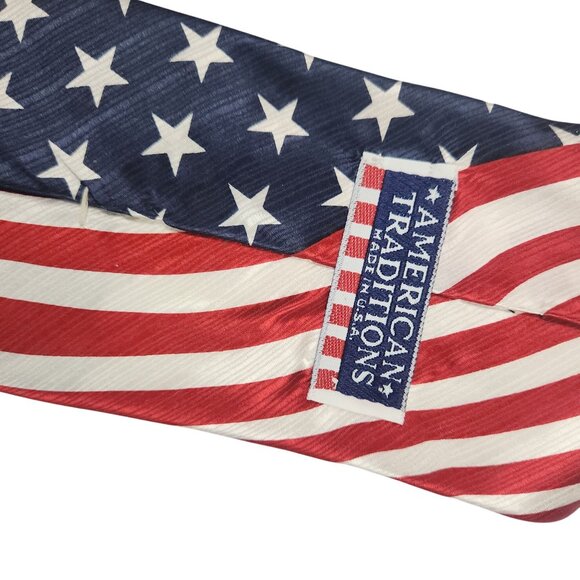 Patriotic American Flag Necktie Red White & Blue American Traditions Silk - Picture 5 of 6